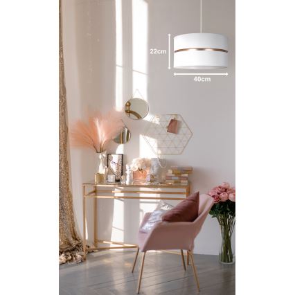 Duolla - Luster na sajli DUO 1xE27/15W/230V prečnik 40 cm bela/zlatna