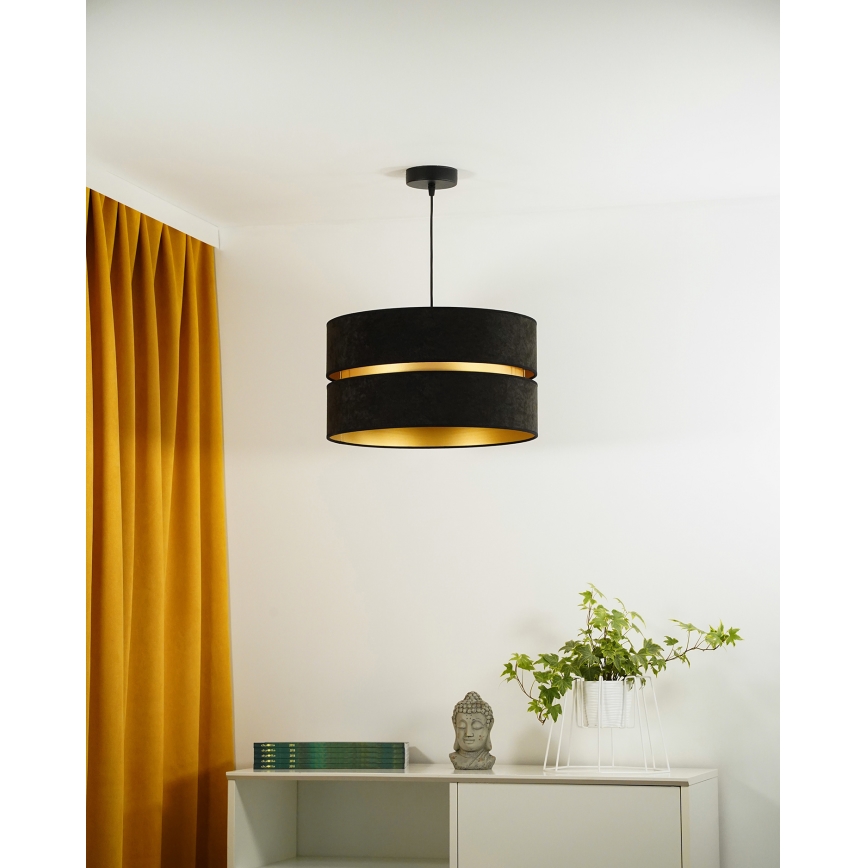 Duolla - Luster na sajli DUO 1xE27/15W/230V prečnik 40 cm crna/zlatna