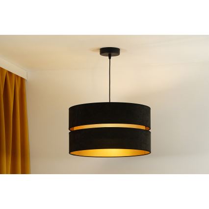 Duolla - Luster na sajli DUO 1xE27/15W/230V prečnik 40 cm crna/zlatna
