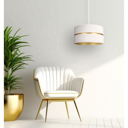 Duolla - Luster na sajli DUO 1xE27/15W/230V, prečnik 40 cm, krem/zlatna