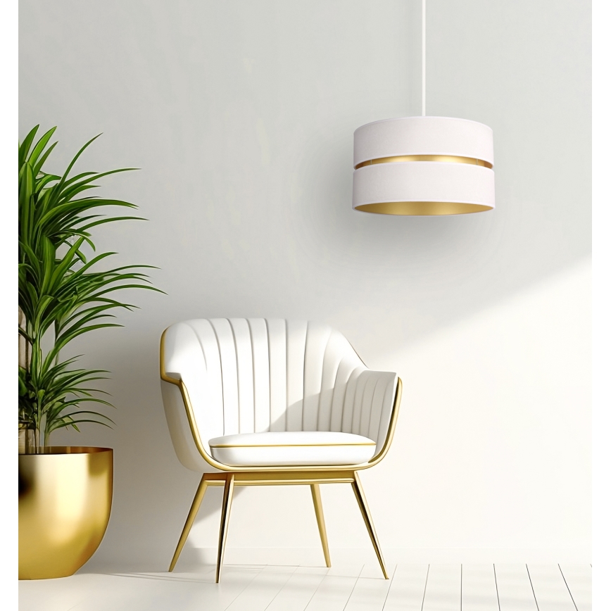 Duolla - Luster na sajli DUO 1xE27/15W/230V, prečnik 40 cm, krem/zlatna