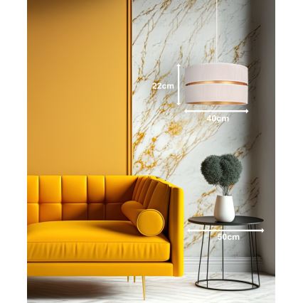 Duolla - Luster na sajli DUO 1xE27/15W/230V prečnik 40 cm krem/zlatna