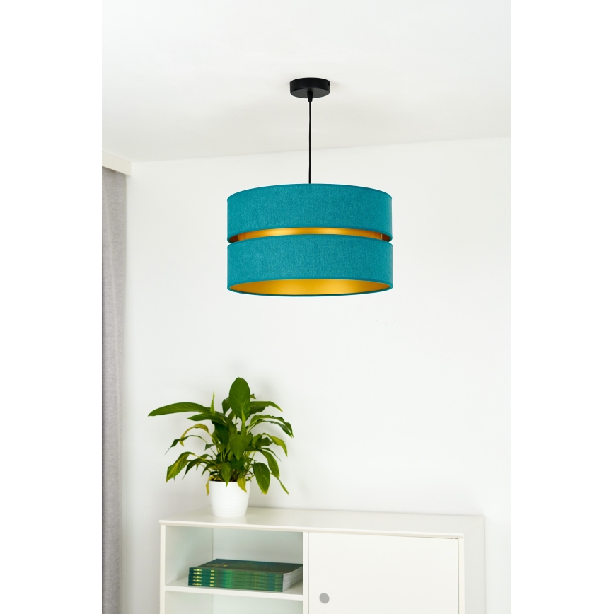 Duolla - Luster na sajli DUO 1xE27/15W/230V prečnik 40 cm tirkizna/zlatna