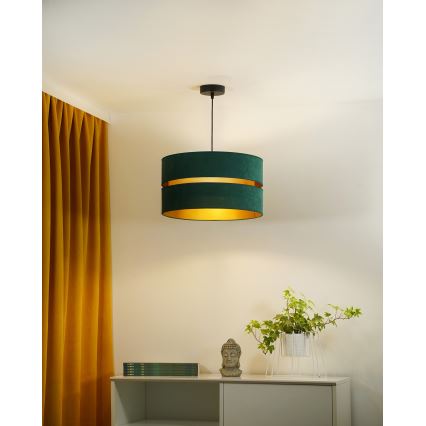 Duolla - Luster na sajli DUO 1xE27/15W/230V prečnik 40 cm, zelena/zlatna
