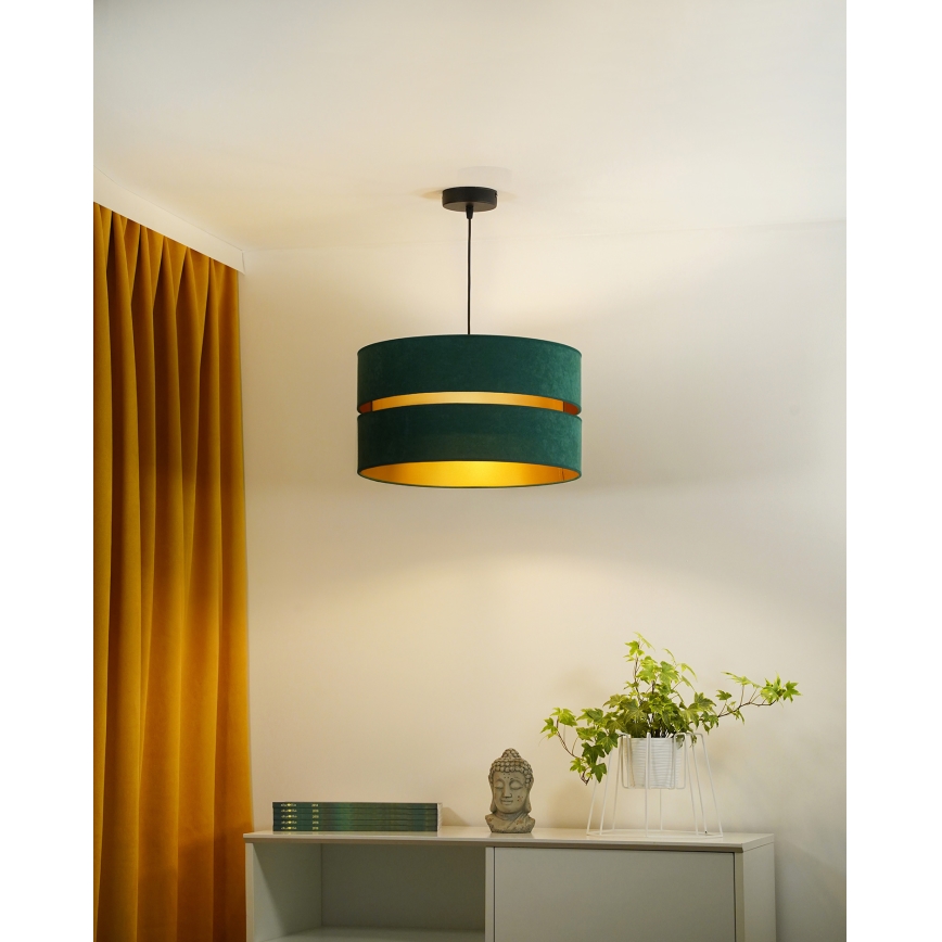 Duolla - Luster na sajli DUO 1xE27/15W/230V prečnik 40 cm, zelena/zlatna