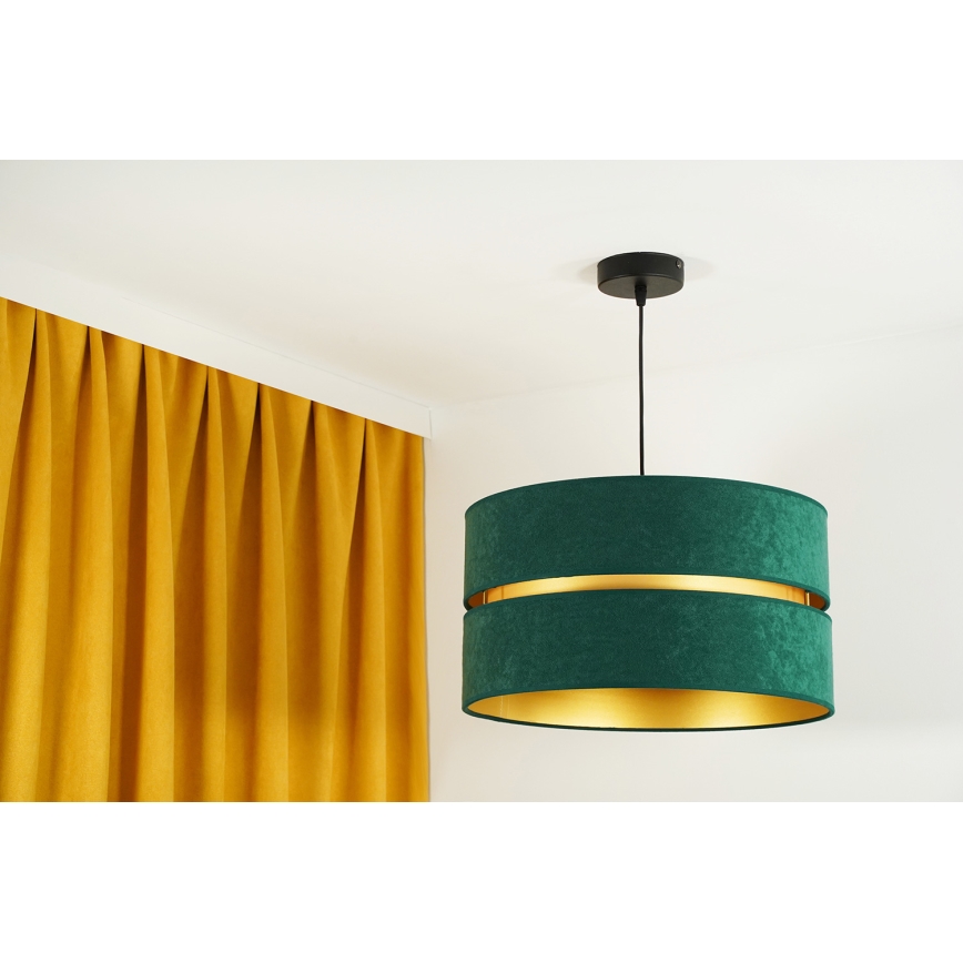 Duolla - Luster na sajli DUO 1xE27/15W/230V prečnik 40 cm, zelena/zlatna