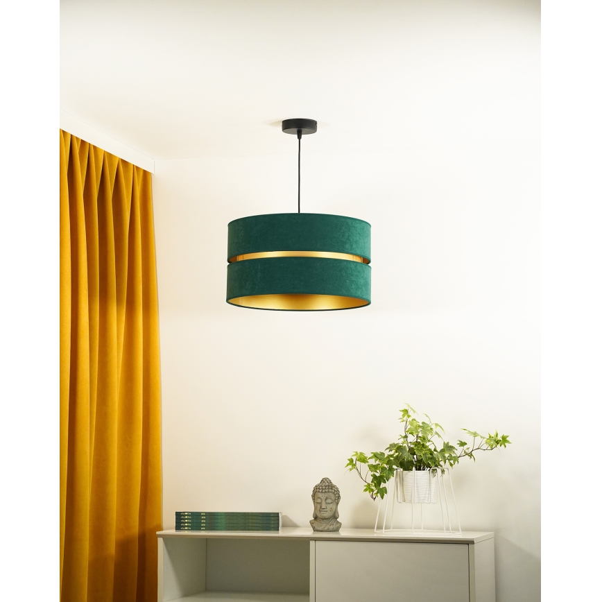 Duolla - Luster na sajli DUO 1xE27/15W/230V prečnik 40 cm, zelena/zlatna