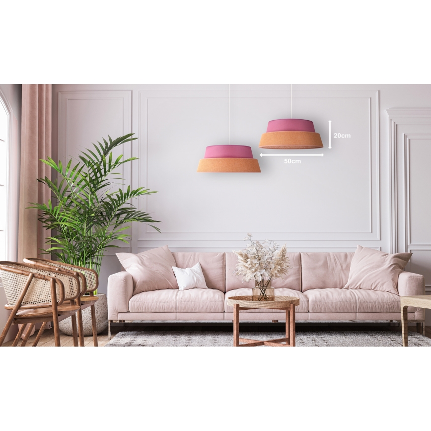 Duolla - Luster na sajli GALAXY 1xE27/40W/230V, prečnik 50 cm, ružičast