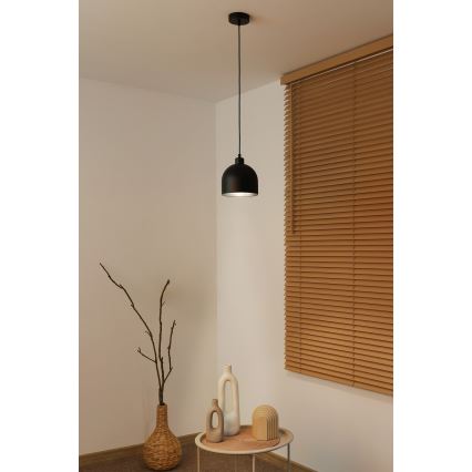 Duolla - Luster na sajli IRONLINE 1xE27/15W/230V, prečnik 17 cm, crna