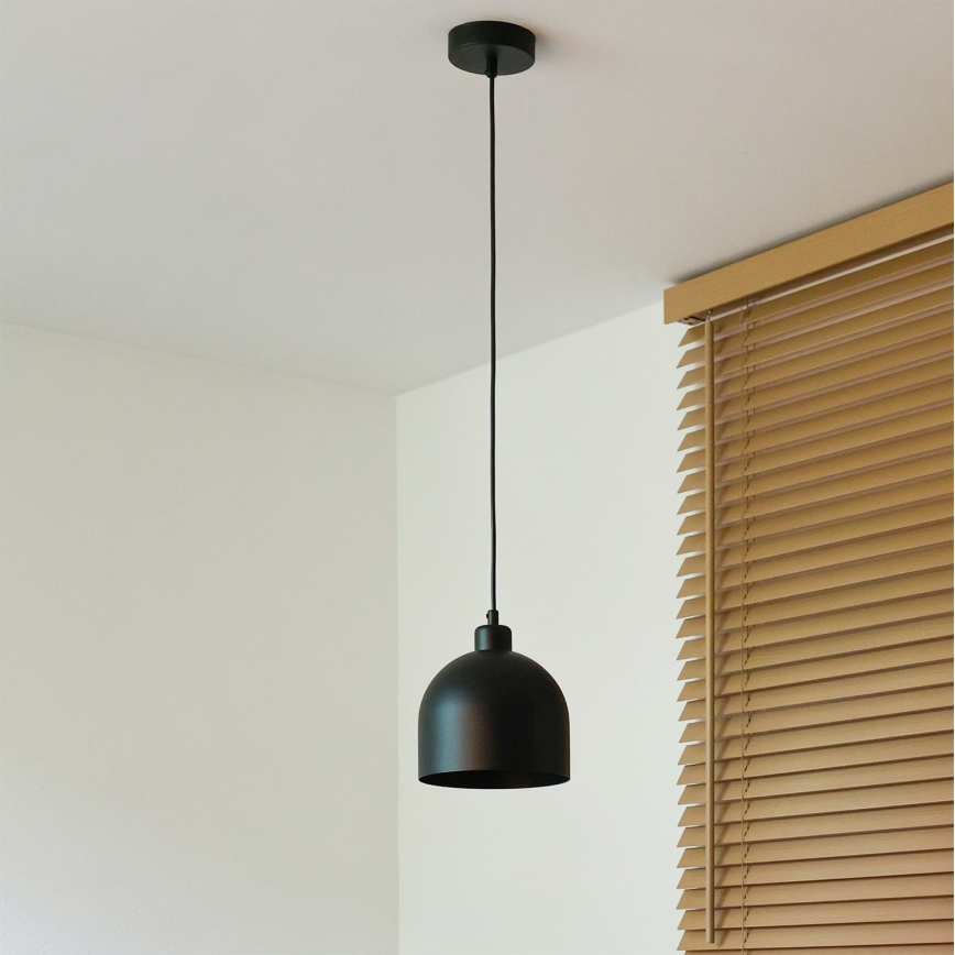 Duolla - Luster na sajli IRONLINE 1xE27/15W/230V, prečnik 17 cm, crna