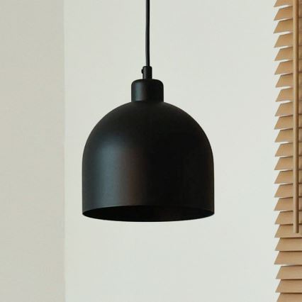Duolla - Luster na sajli IRONLINE 1xE27/15W/230V, prečnik 17 cm, crna