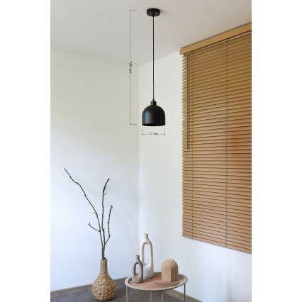 Duolla - Luster na sajli IRONLINE 1xE27/15W/230V, prečnik 17 cm, crna