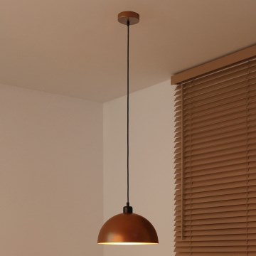 Duolla - Luster na sajli IRONLINE 1xE27/15W/230V prečnik 27 cm bakarna/crna