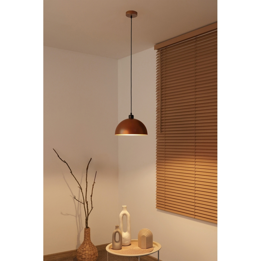 Duolla - Luster na sajli IRONLINE 1xE27/15W/230V prečnik 27 cm bakarna/crna