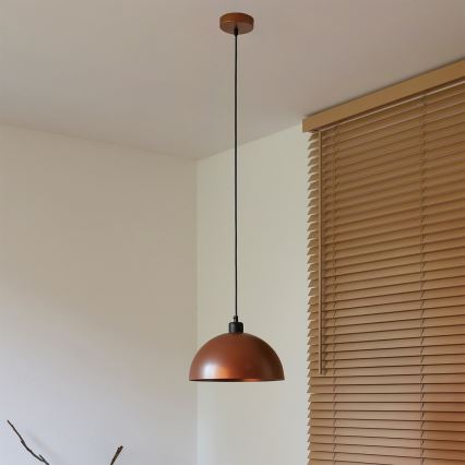 Duolla - Luster na sajli IRONLINE 1xE27/15W/230V prečnik 27 cm bakarna/crna