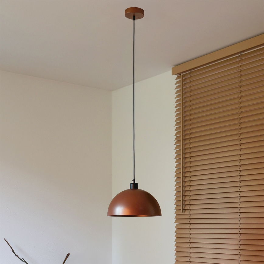 Duolla - Luster na sajli IRONLINE 1xE27/15W/230V prečnik 27 cm bakarna/crna