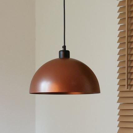 Duolla - Luster na sajli IRONLINE 1xE27/15W/230V prečnik 27 cm bakarna/crna