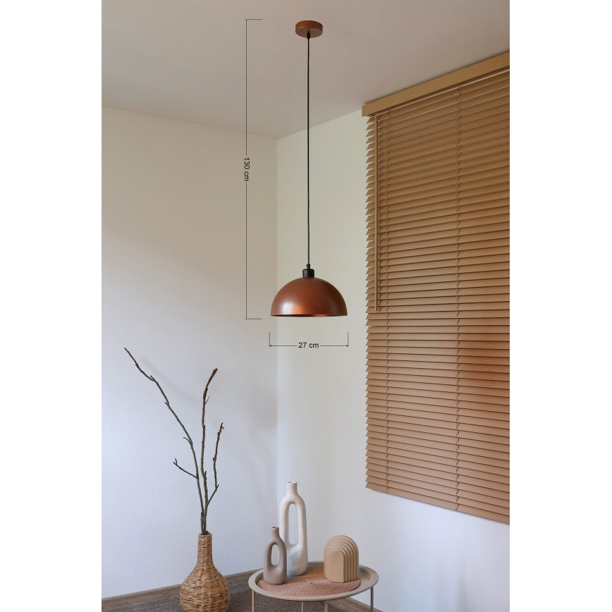 Duolla - Luster na sajli IRONLINE 1xE27/15W/230V prečnik 27 cm bakarna/crna