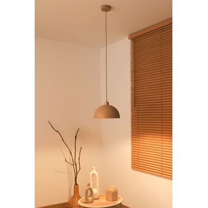 Duolla - Luster na sajli IRONLINE 1xE27/15W/230V prečnik 27 cm bež/bakrena