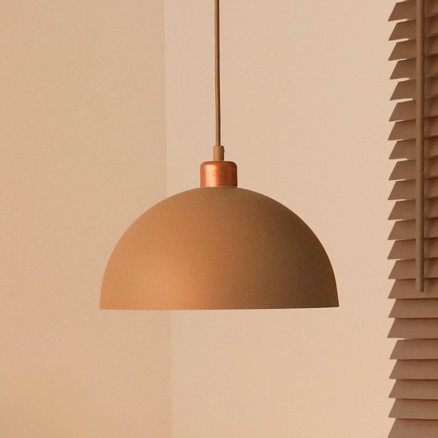 Duolla - Luster na sajli IRONLINE 1xE27/15W/230V prečnik 27 cm bež/bakrena