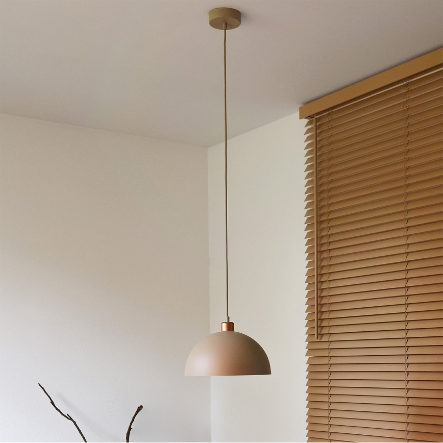 Duolla - Luster na sajli IRONLINE 1xE27/15W/230V prečnik 27 cm bež/bakrena