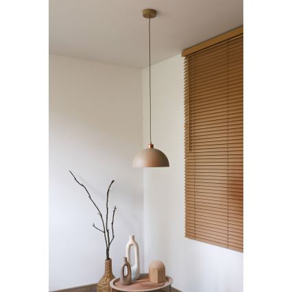 Duolla - Luster na sajli IRONLINE 1xE27/15W/230V prečnik 27 cm bež/bakrena