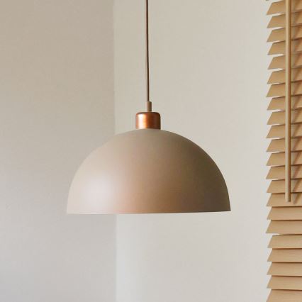 Duolla - Luster na sajli IRONLINE 1xE27/15W/230V prečnik 27 cm bež/bakrena