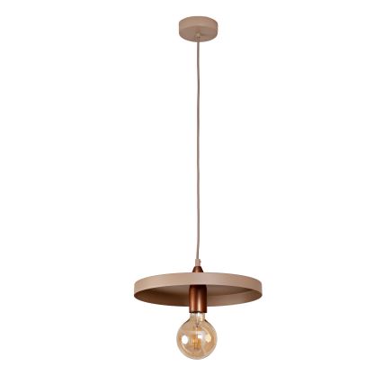 Duolla - Luster na sajli IRONLINE 1xE27/15W/230V, prečnik 30 cm, bež/bakarna