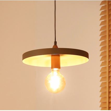 Duolla - Luster na sajli IRONLINE 1xE27/15W/230V, prečnik 30 cm, bež/bakarna