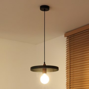 Duolla - Luster na sajli IRONLINE 1xE27/15W/230V prečnik 30 cm crna/bakarna