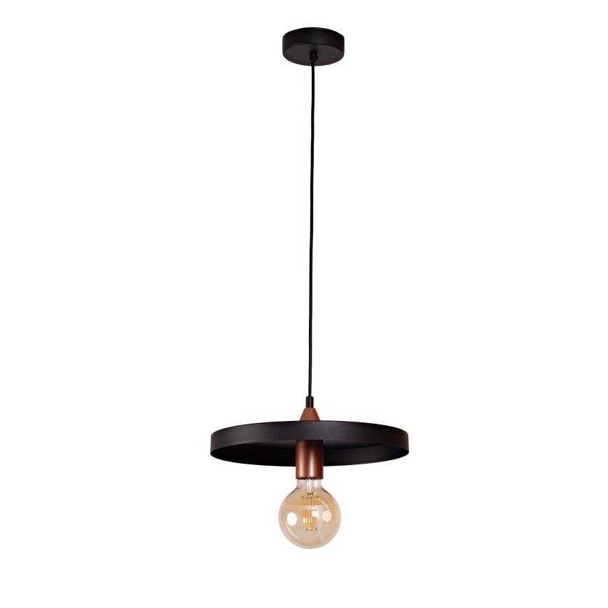 Duolla - Luster na sajli IRONLINE 1xE27/15W/230V prečnik 30 cm crna/bakarna