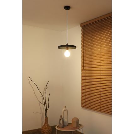 Duolla - Luster na sajli IRONLINE 1xE27/15W/230V prečnik 30 cm crna/bakarna