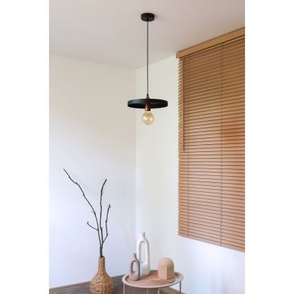 Duolla - Luster na sajli IRONLINE 1xE27/15W/230V prečnik 30 cm crna/bakarna