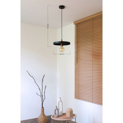 Duolla - Luster na sajli IRONLINE 1xE27/15W/230V prečnik 30 cm crna/bakarna