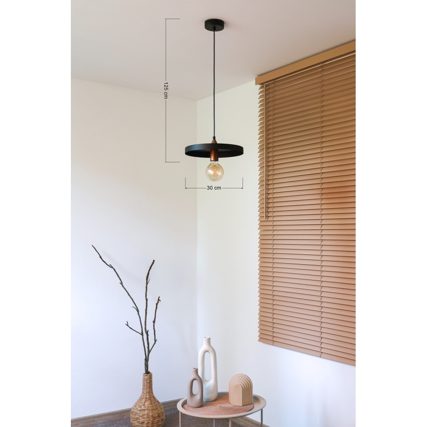 Duolla - Luster na sajli IRONLINE 1xE27/15W/230V prečnik 30 cm crna/bakarna