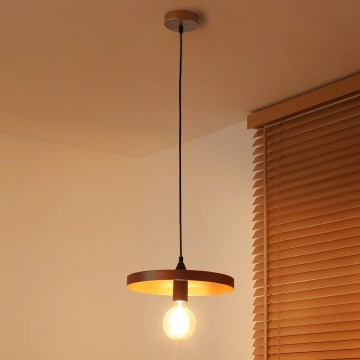 Duolla - Luster na sajli IRONLINE 1xE27/15W/230V Ø 30 cm bakarna/crna