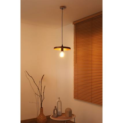 Duolla - Luster na sajli IRONLINE 1xE27/15W/230V Ø 30 cm bakarna/crna