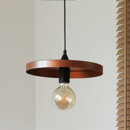 Duolla - Luster na sajli IRONLINE 1xE27/15W/230V Ø 30 cm bakarna/crna