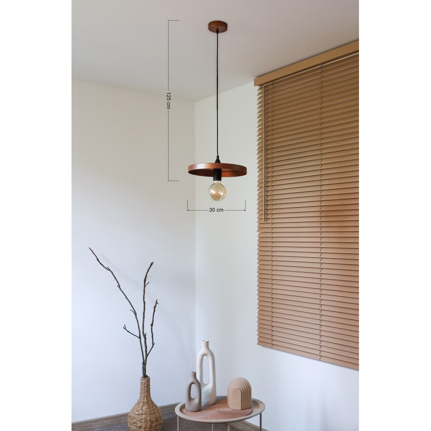 Duolla - Luster na sajli IRONLINE 1xE27/15W/230V Ø 30 cm bakarna/crna