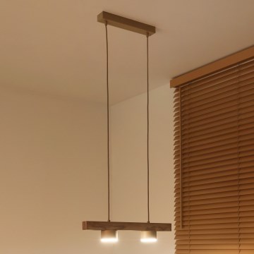 Duolla - Luster na sajli IRONLINE 2xGX53/3W/230V borovina hrast/bež