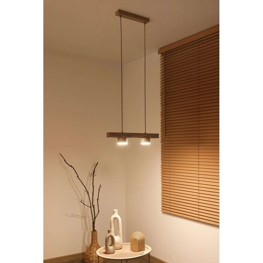 Duolla - Luster na sajli IRONLINE 2xGX53/3W/230V borovina hrast/bež