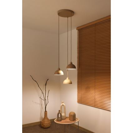 Duolla - Luster na sajli IRONLINE 3xE27/15W/230V bež