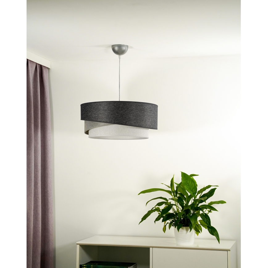 Duolla - Luster na sajli KOBO 1xE27/15W/230V, prečnik 45 cm, antracit/siva/bela