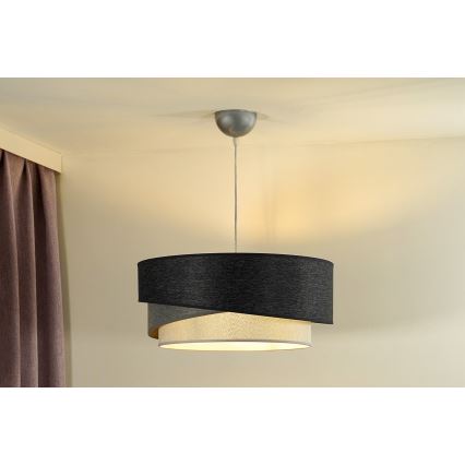 Duolla - Luster na sajli KOBO 1xE27/15W/230V, prečnik 45 cm, antracit/siva/bela