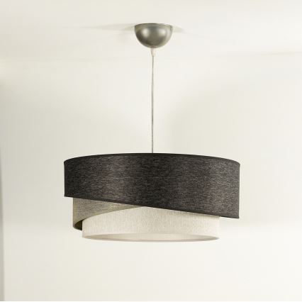 Duolla - Luster na sajli KOBO 1xE27/15W/230V, prečnik 45 cm, antracit/siva/bela