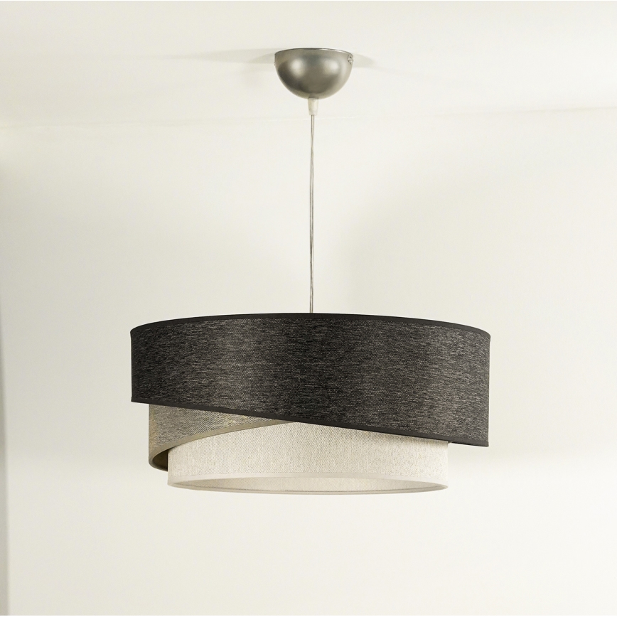 Duolla - Luster na sajli KOBO 1xE27/15W/230V, prečnik 45 cm, antracit/siva/bela