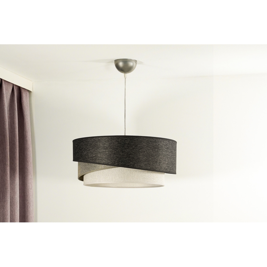 Duolla - Luster na sajli KOBO 1xE27/15W/230V, prečnik 45 cm, antracit/siva/bela