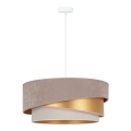 Duolla - Luster na sajli KOBO 1xE27/15W/230V, prečnik 45 cm, bež/zlatna/krem