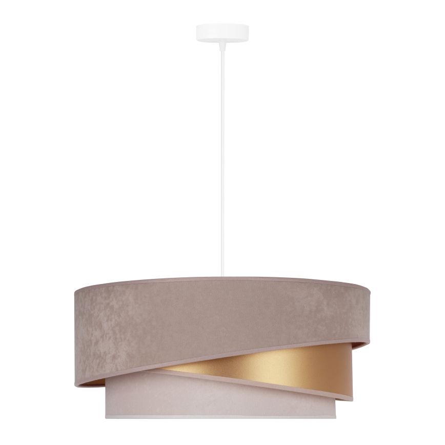 Duolla - Luster na sajli KOBO 1xE27/15W/230V, prečnik 45 cm, bež/zlatna/krem