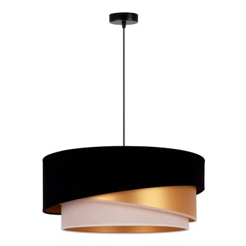 Duolla - Luster na sajli KOBO 1xE27/15W/230V prečnik 45 cm crna/zlatna/krem